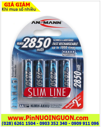 Ansman HR6, AA2850mAh; Pin sạc AA 1.2v Ansman HR6, AA2850mAh -BL4-5035212-US SLIM _Vỉ 4viên